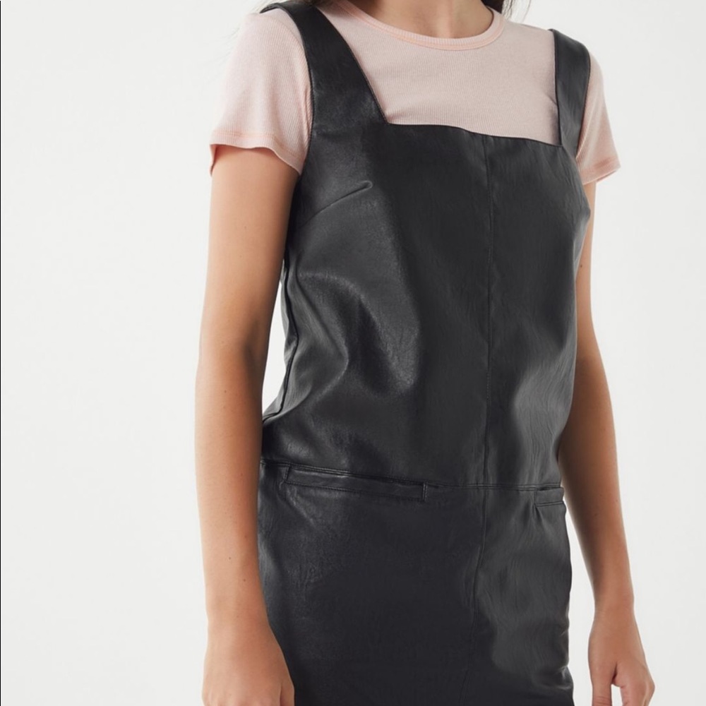 Faux leather mini dress